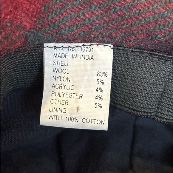 VINTAGE WOOL BLEND BURGUNDY GREEN & BLACK PLAID BUCKET HAT CLASSIC CASUAL - Picture 7 of 7